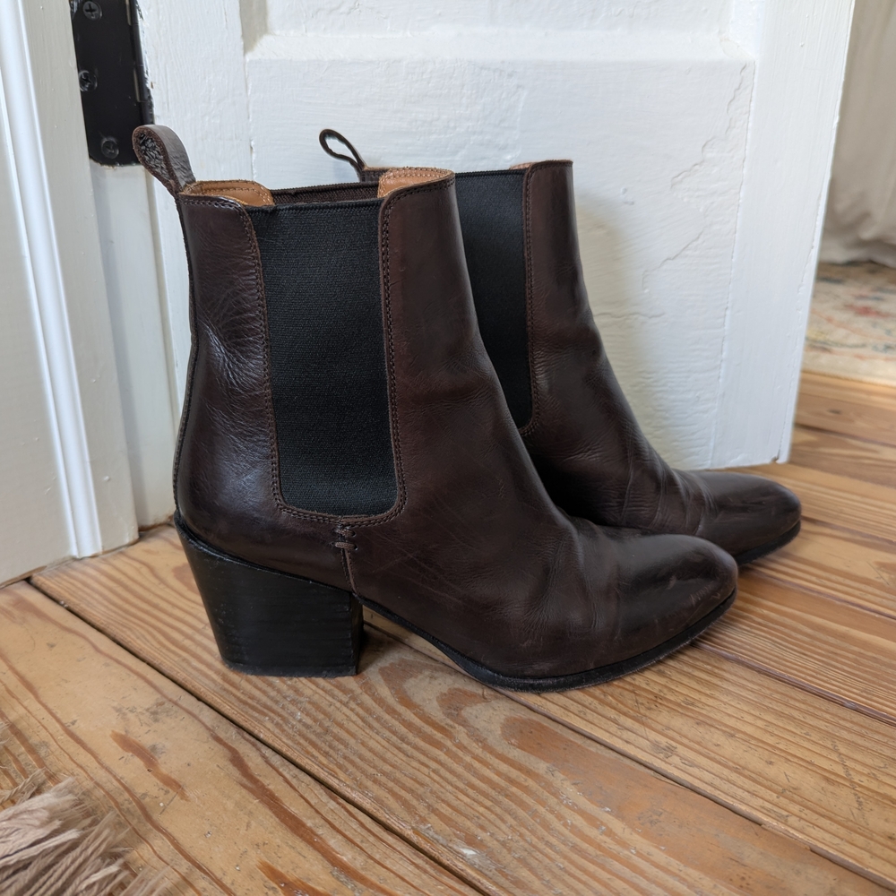 Frye Dark Brown Leather Heeled Boots